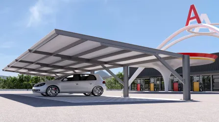 Pensiline impermeabili carico neve e fotovoltaico